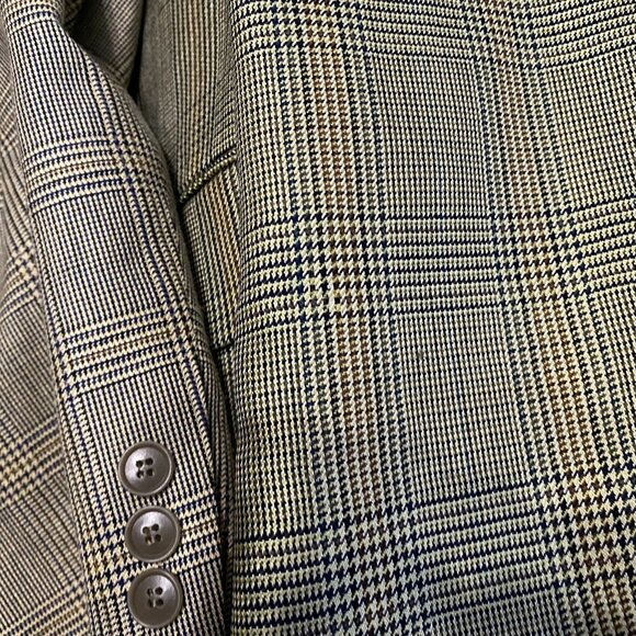 Jones New York Mens Blazer Jacket R44 Classic Plaid Wool Blend Double Button - Picture 6 of 11